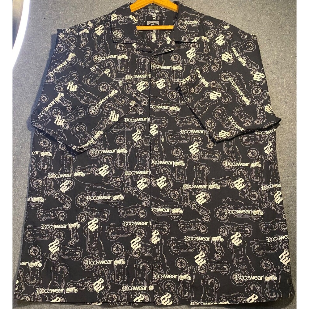 ROCAWEAR Vintage‎ Y2K Roca wear MOTORCYCLE mens BUTTON DOWN Shirt XXLarge